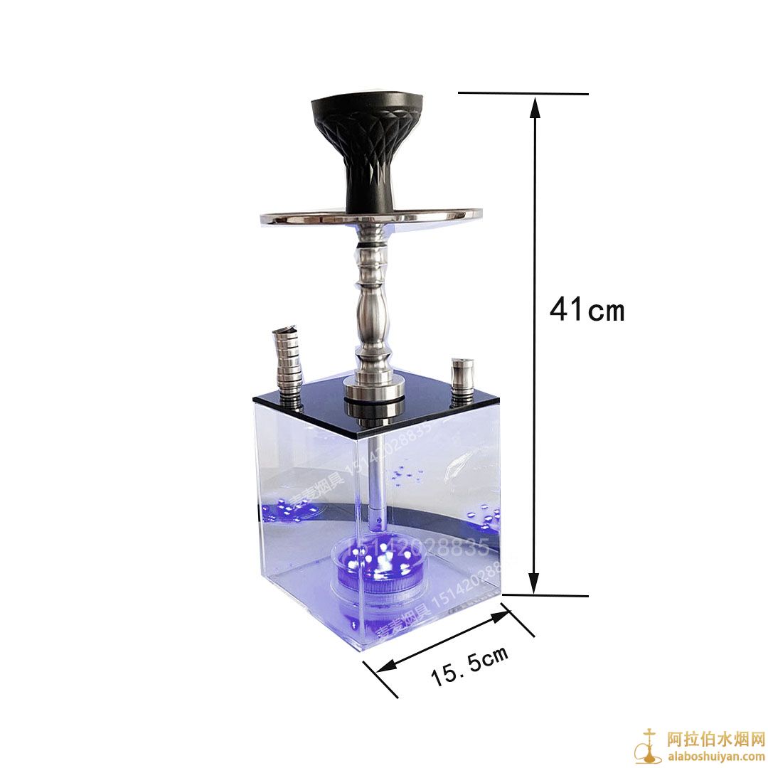 双管亚克力带七彩灯 酒吧清吧阿拉伯水烟壶